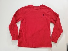 POLO RALPH LAUREN T Shirt Boys Med 10-12 Red Long Sleeve Cotton FREE SHIPPING