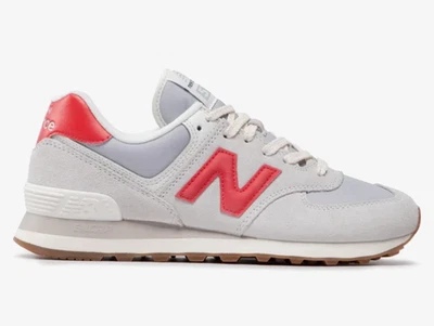 U574RF2 New Balance 574 Sport Sneaker Herren Grau Wildleder rot Logo