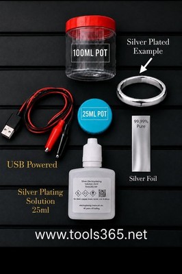 Silver Solution 25 ml & Galvanik-Setup für Versilberung, USB-betrieben.