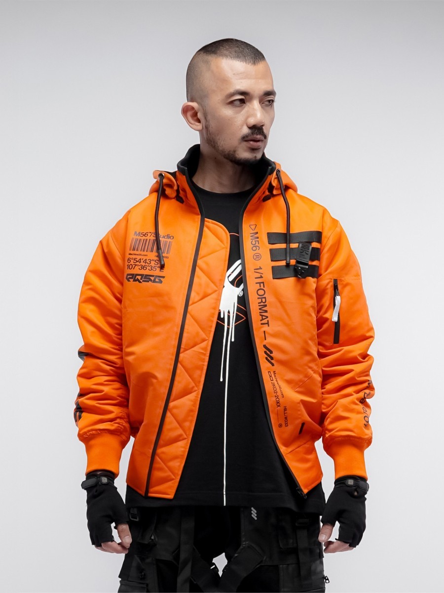 MACHINE56™ M56®B/TYPE-EQ01R x EQUILIBRIUM ORANGE BOMBER JACKET