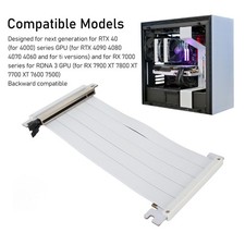 White 20cm/7.9in PCIE 4.0 X16 Riser Cable High Speed Flexible Double Sided 180