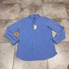 Robert Graham Dress Shirt Mens XL Blue Geometric Tailored Fit Button Up Nylon