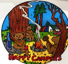 Grateful Dead Vintage hand printed window sticker Happy Campers