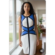 Jax Body Con Sexy Y2k Bandage Colorblock Dress