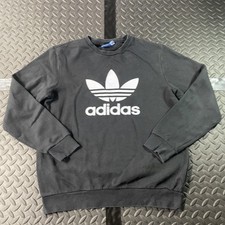 Adidas Originals Trefoil Sweatshirt Youth XL Black Crewneck Pullover Logo Fleece