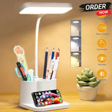 Dimmable LED Desk Light Touch Sensor Table Bedside Reading Lamp USB Rechargeable