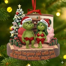 2D Custom Funny Old Grinch Couple Christmas Holiday 2025 Grinch Ornament