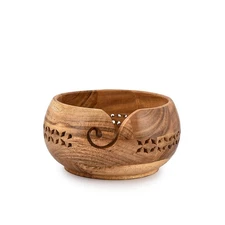 SAMHITA Acacia Wood Yarn Bowl Holder |Hand Carved Bowls for DIY... 