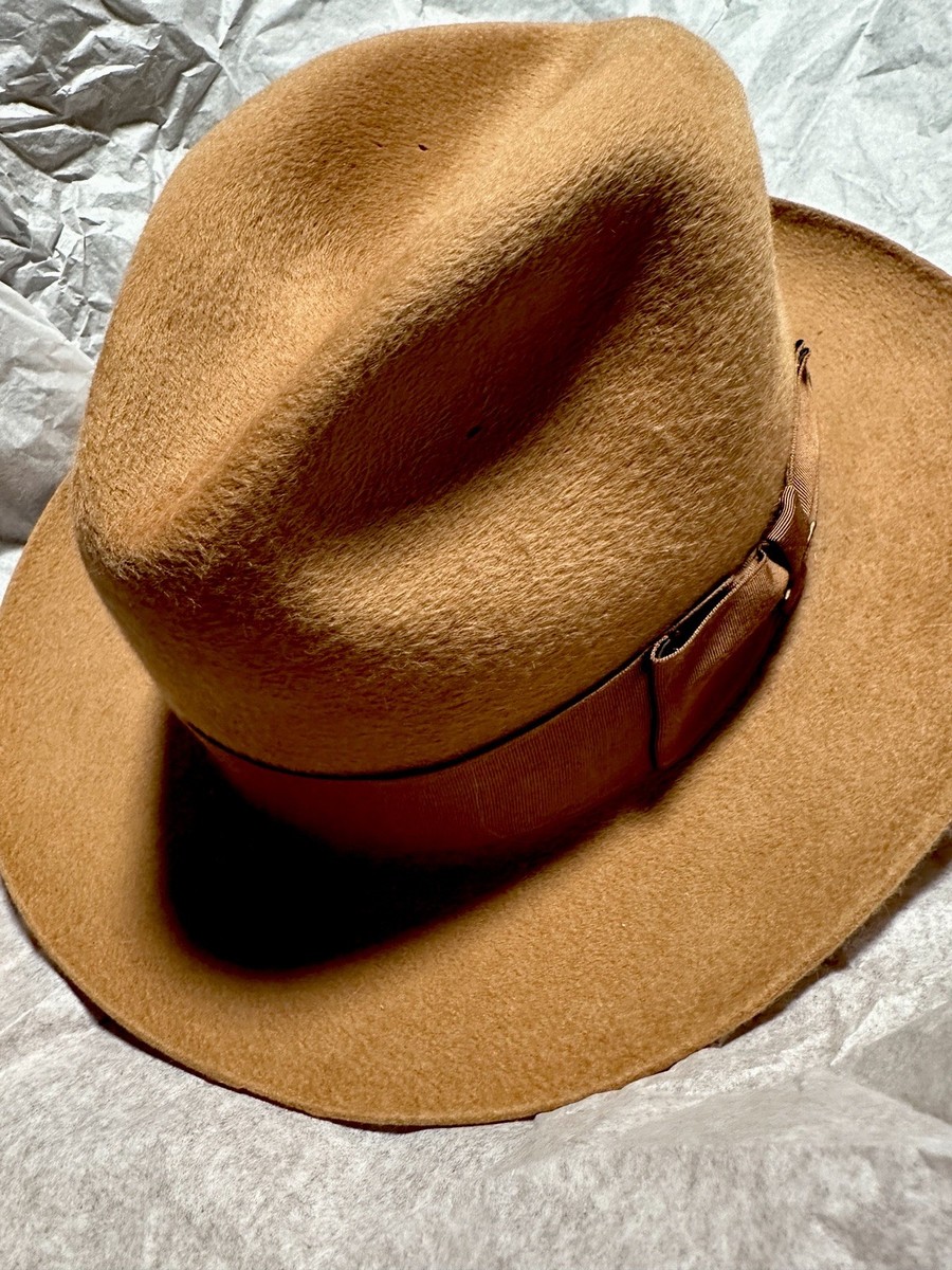 Women’s wide brim Beige, Brown Felt Fedora Hat, Mountian hat, OS KatydidBrownWideBrimFeltHatfor  main image 3