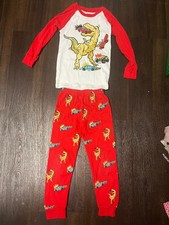 Joyond Pajama Set Boys 4Y Red T-Rex Dinosaur Long Sleeve Sleepwear Graphic