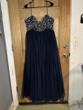 Blondie nites Women’s Navy blue Dress with Beaded embellished size 21