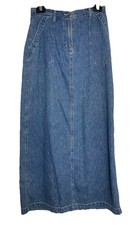 Faded Glory Denim Jean Midi Skirt 8/W 28 L 37 Blue Straight Modest Slow Fashion