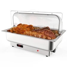 9QT Electric Chafing Dish Set with Temperature Control, Roll Top Stainless Steel