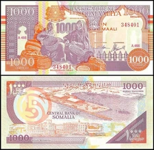 Somalia 1000 Shillings, 1990, P-R10a, Block Letter A, UNC