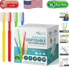 Individually Wrapped Mint-Flavored Disposable Toothbrushes - 144 Pack for Travel