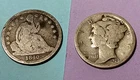 1840 Seated Liberty Dime and 1928D Merc 10¢ @ Below MELT*