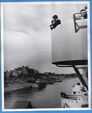 1948 Anti Aircraft Cruiser CL-121 USS Fresno in Kiel Canal Original Press Photo