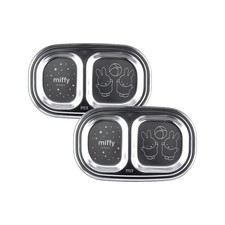MIFFY Stainless Steel 304 Snack Tray 2-Compartment Plate  Kids Meal Dish