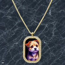 New Cute Dog Puppy Pendant Necklace Printed Design Delicate Gold Tone Cool