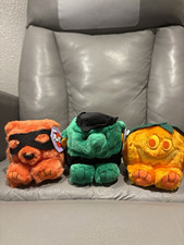 Puffkins Retired Halloween Plush Lot of 3 - Bear Frankenstein Pumpkin 1999 