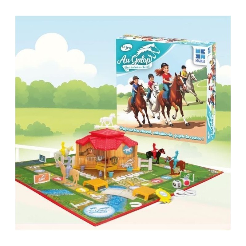 Jeu de plateau Au Galop MEGABLEU pour enfant fan de chevaux dès 6 ans