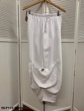HLP113 White Large Match Point Linen Pants Wide Leg Baggy Pocket NEW