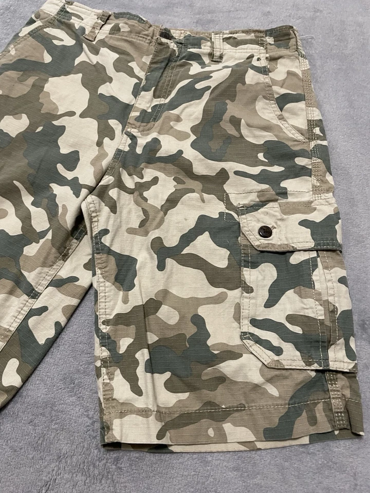 Pantalones Cortos Carga Glory Desteñidos Para Hombres 30 x 12 Entrepierna Verde Camuflaje Aire Libre Senderismo Foto 3 de 4