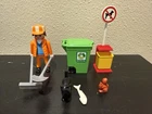 Vintage Playmobil 3196 Sanitation Worker w/Broom & Cat  2000 Complete + Extras