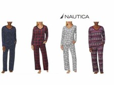 Nautica Women's 2-Piece Lightweight Fleece Pajama Sleepwear Set Pockets 2