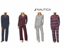 Nautica Women's  2-Piece Lightweight Fleece Pajama Sleepwear Set Pockets 2