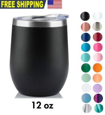 #ad 12oz Wine Tumbler Sip Lid Double Wall Stainless Steel Insulated wine glass $50.89