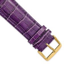 DeBeer 24mm Long Violet Crocodile-Style Grain Chrono Gold-tone Buckle Watch Band
