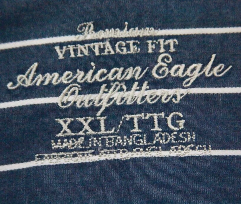 Camisa de vestir American Eagle azul blanco bolsillo rayas manga larga algodón XXL WS808 Foto 4 de 4