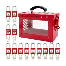 SAFBY Lockout Tagout Box Kit Portable Safety Group Padlock Box with 13 Loto L...