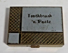 tooth brush / paste holder travel container / compact small vintage