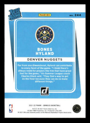2021-22 Donruss #244 Bones Hyland Rookie Denver Nuggets | eBay