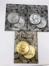 3 HE Harris Coin Books Liberty Half, Washington Quarter & Sac Dolllar