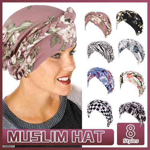 Women's Floral Chemo Cap Cancer Hat Muslim Hair Scarf Turban Hijab Head Wrap AU - Picture 12 of 28