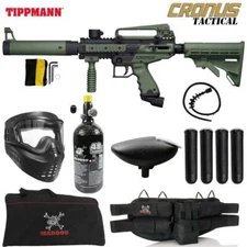 Tippmann Maddog Cronus Tactical HPA Paintball Gun Starter Package Olive