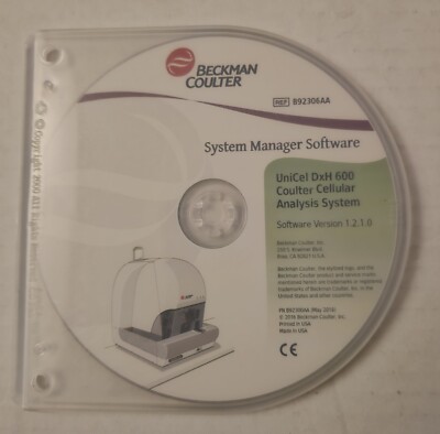 Beckman Coulter UniCel DxH 600 System Manager Software v1.2.1.0
