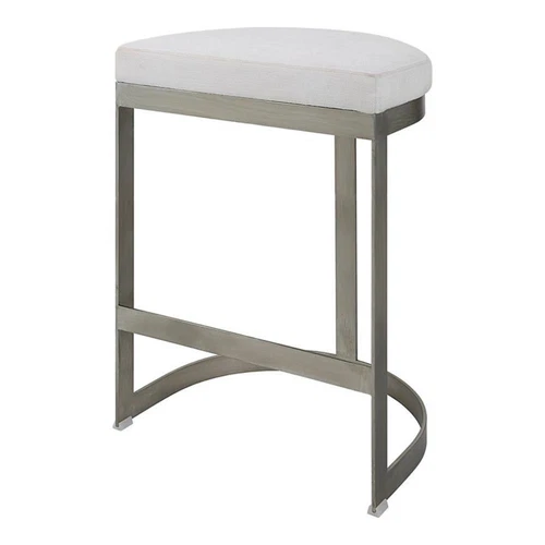 Uttermost Ivanna 26" Contemporary Metal and MDF Backless Counter Stool in Silver - Picture 1 of 10