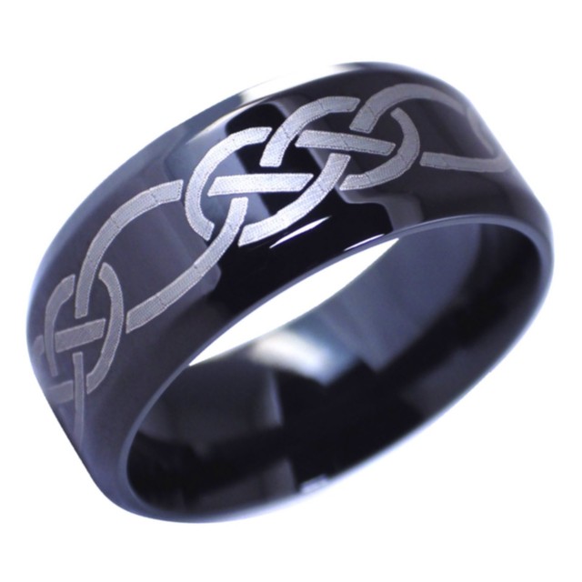 Celtic Infinity Knot Ring Stainless Steel Handfasting Black Wedding