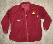 Disney Winnie The Pooh Shirt Womens XL Corduroy Button Up Embroidered Vintage 90