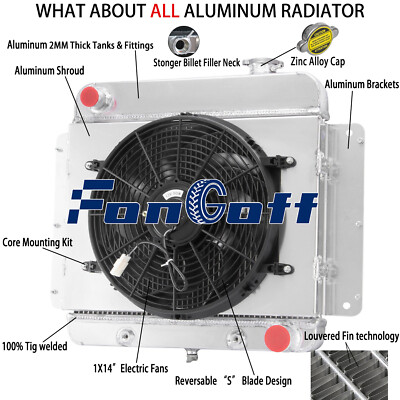3-Core Radiator+Shroud Fan Fits 62-67 Chevrolet Chevy II Nova V8 Conversion #255
