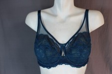 Panache 9771 Ava Unlined Balconette Sheer Underwire Bra UK/USA size 32DD Blue