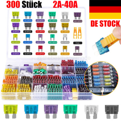 110-teiliges Auto Sicherungen Set - Micro Flachsicherungen 2A-40A Mit Sicherungszieher