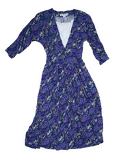 Vintage Maggie Lawrence Womens Paisley 3/4 Sleeve Pleated A-Line Dress 6