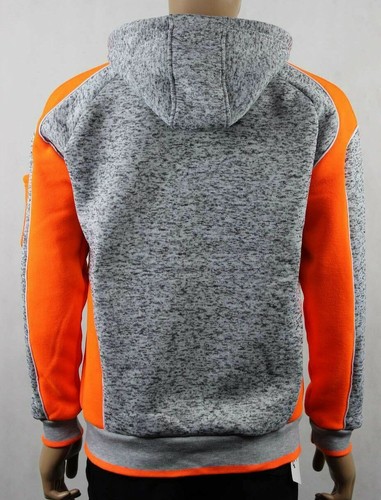 Hi Vis Brushed Fleece Full Zip Hoodie Safety Work Jumper Jacket, Panel W/Piping - Picture 8 of 20