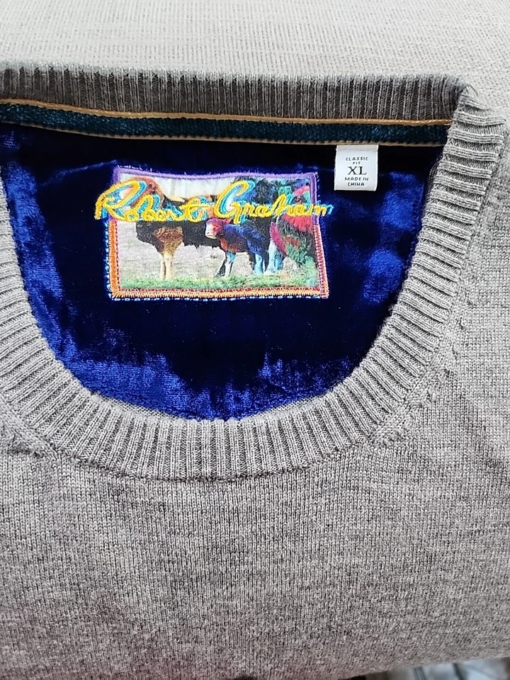 Robert Graham Men's Stonehaven Skull Intarsia Sweater XL 100% wool EUC - Image 4 of 4