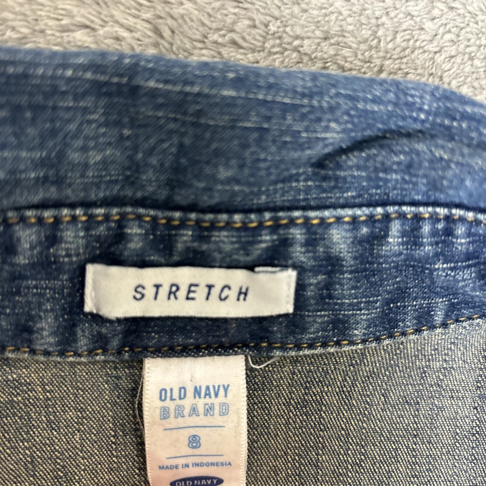 Vintage Old Navy Dress Womens S Denim Jean Shirt Button Up Y2K Fitted Stretch - Image 2 of 4
